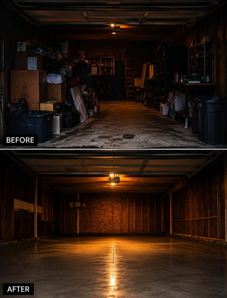 Garage cleared out after a junk removal job